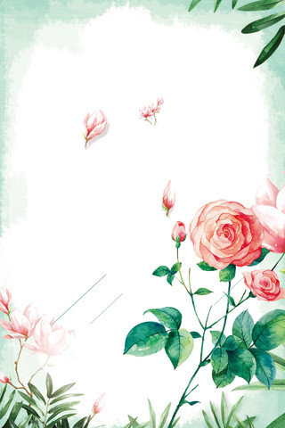   彩绘水彩鲜花促销宣传海报白色背景   